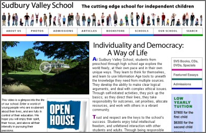Sudbury Valley School web site image